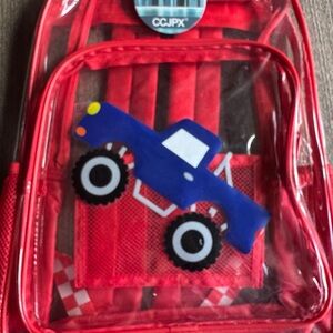 Red and Blue Monster Truck Kids Backpack